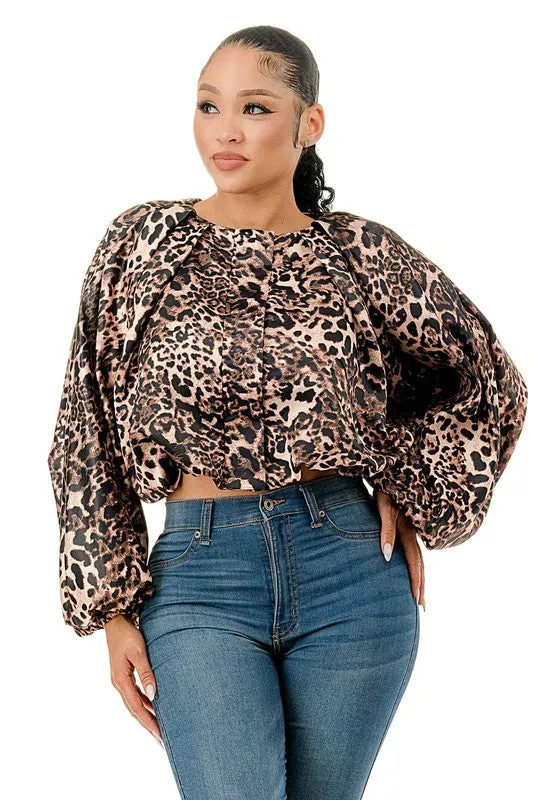 Long Sleeve Cropped Bubble Top