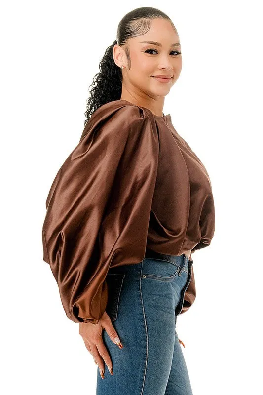 Long Sleeve Cropped Bubble Top