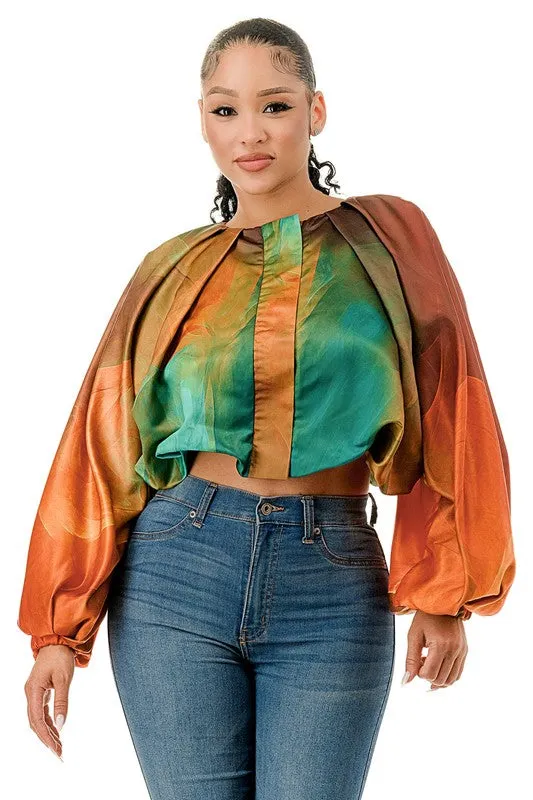 Long Sleeve Cropped Bubble Top