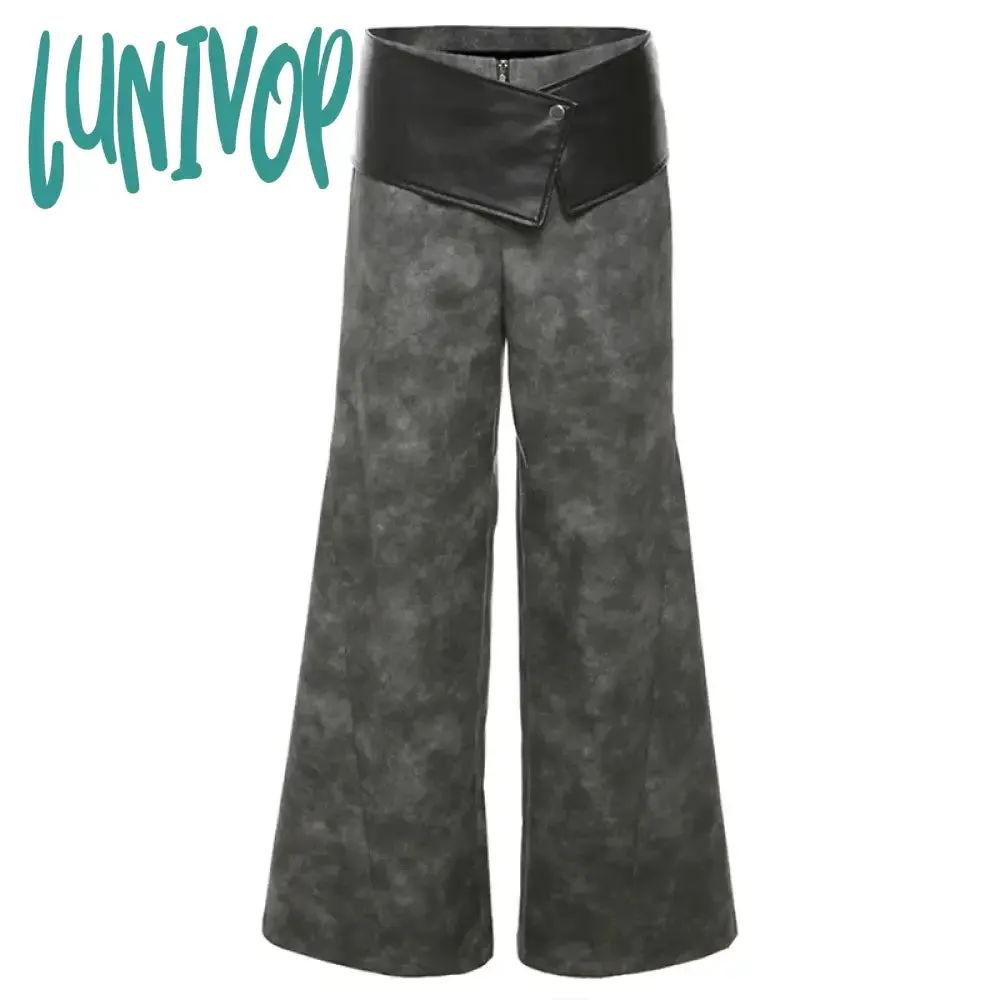 Lunivop Classic Vintage All-match Casual Trendy Cool Youth Vitality Women's Patchwork Gender-free Wide Leg Pants Trousers