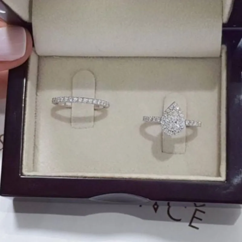 Luxury Heart Zircon Engagement Ring for Women Wedding Band Jewelry