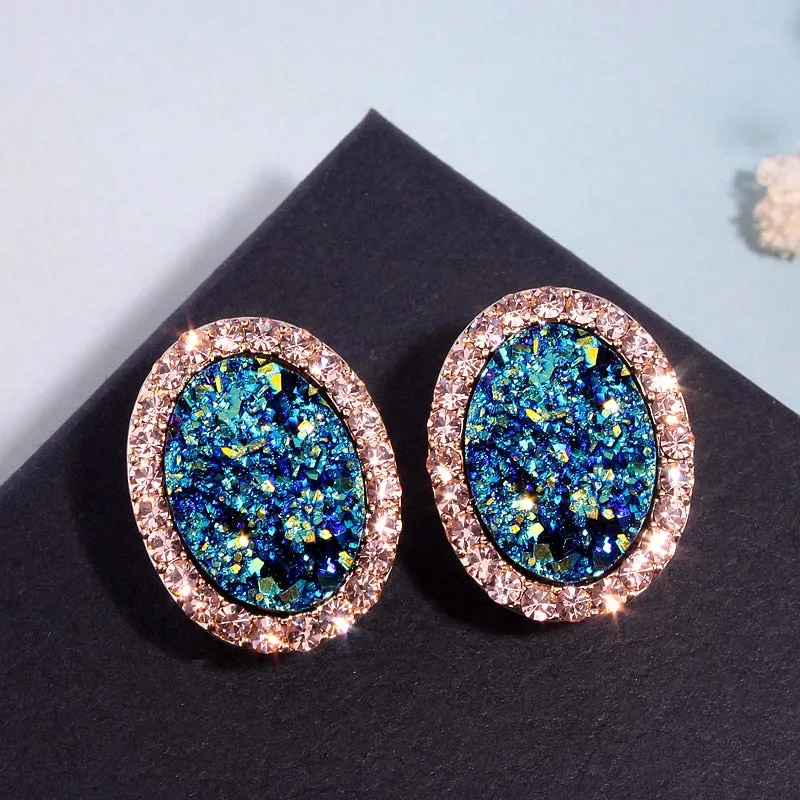 Luxury Inspired Crystal Round Stud Earrings