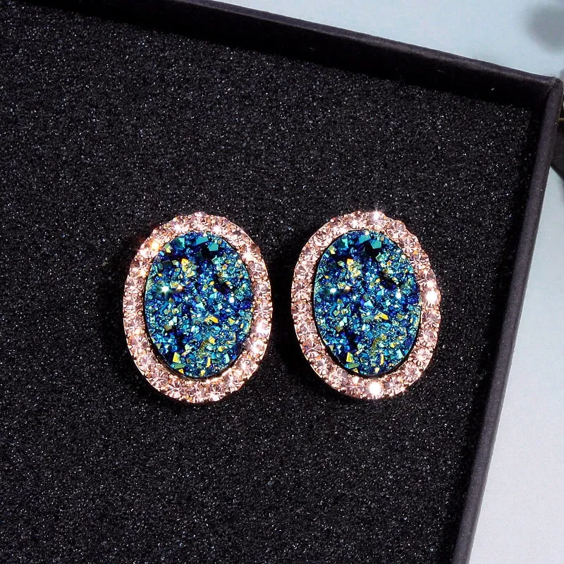 Luxury Inspired Crystal Round Stud Earrings