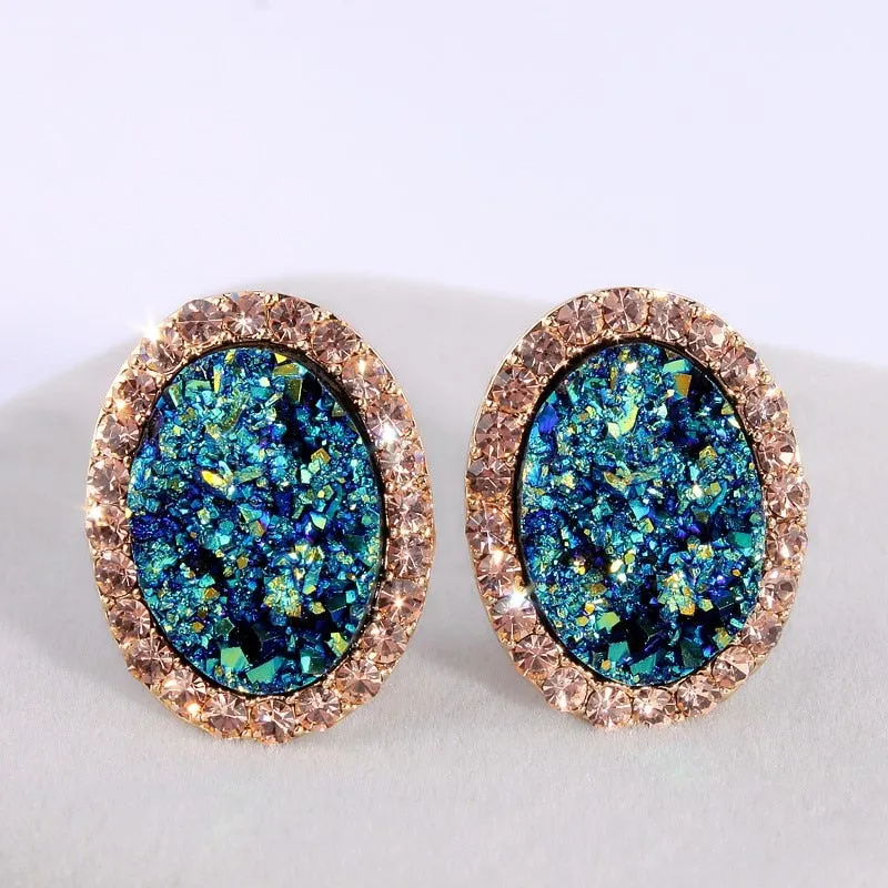 Luxury Inspired Crystal Round Stud Earrings