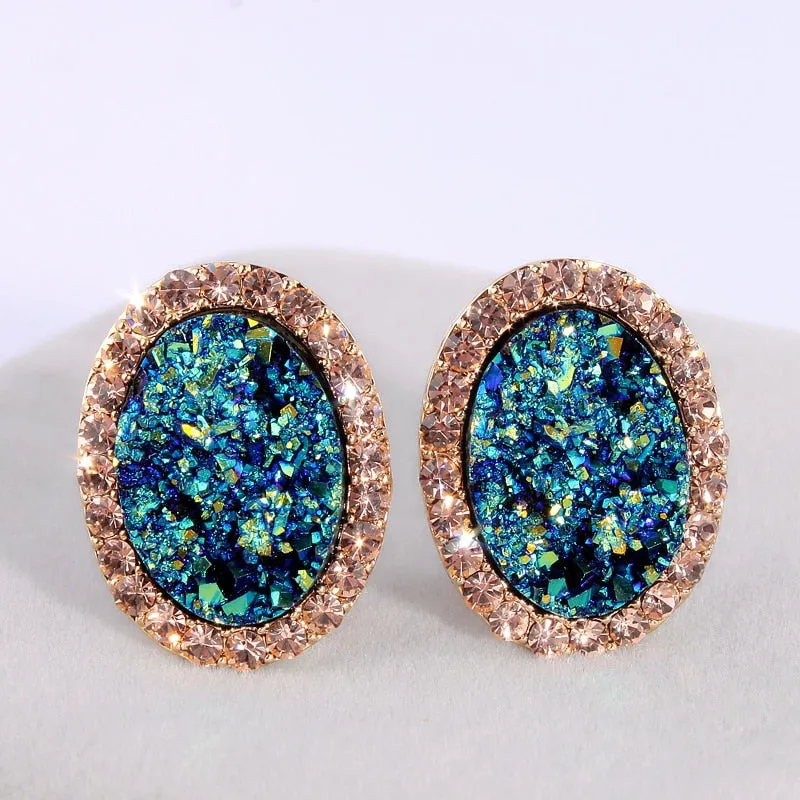 Luxury Inspired Crystal Round Stud Earrings