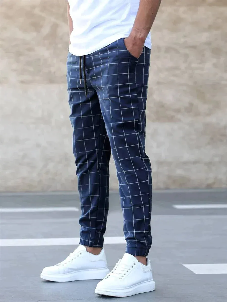 Matteo Elegante Hose mit Gittermuster