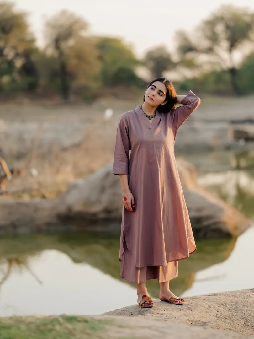 Mauve Kurta set with Jaamdani Dupatta