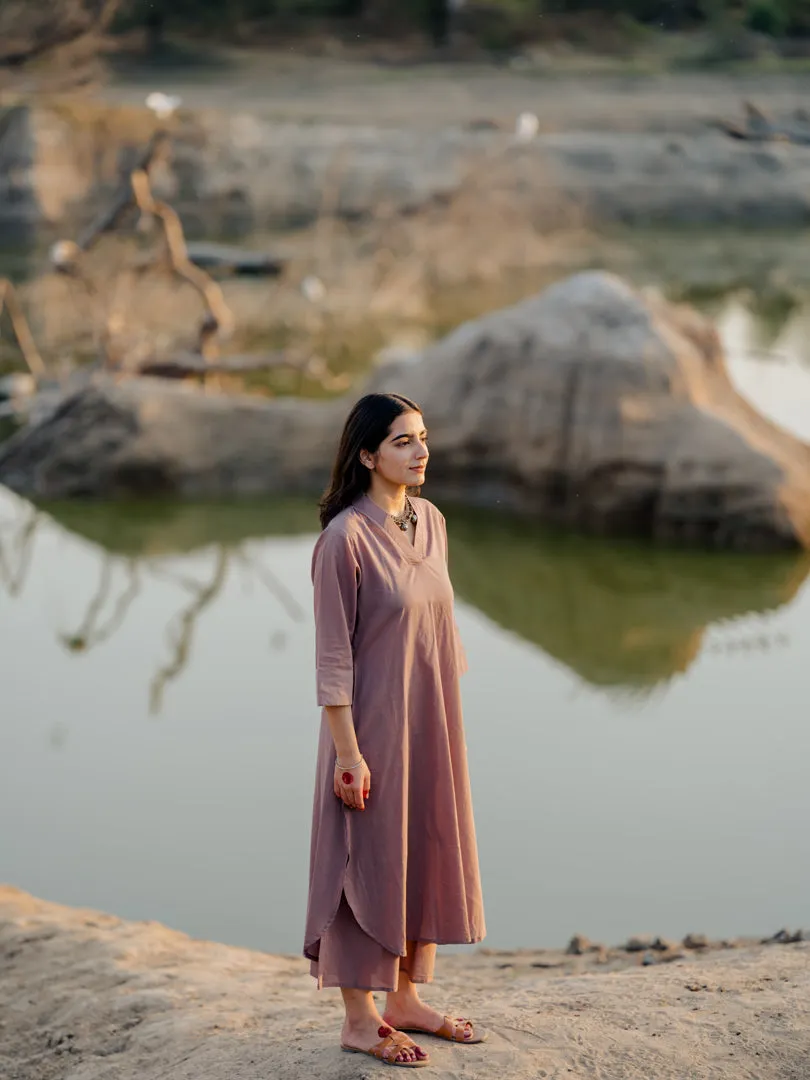 Mauve Kurta set with Jaamdani Dupatta