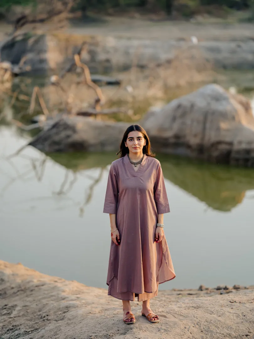 Mauve Kurta set with Jaamdani Dupatta