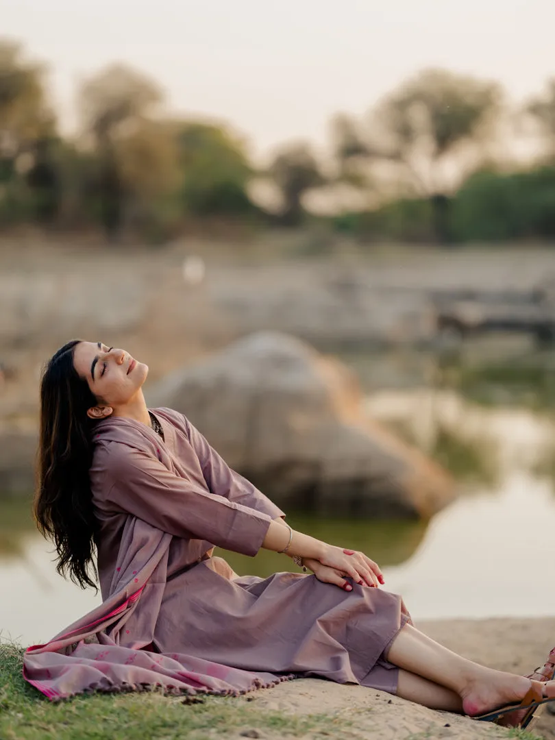 Mauve Kurta set with Jaamdani Dupatta