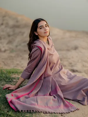 Mauve Kurta set with Jaamdani Dupatta
