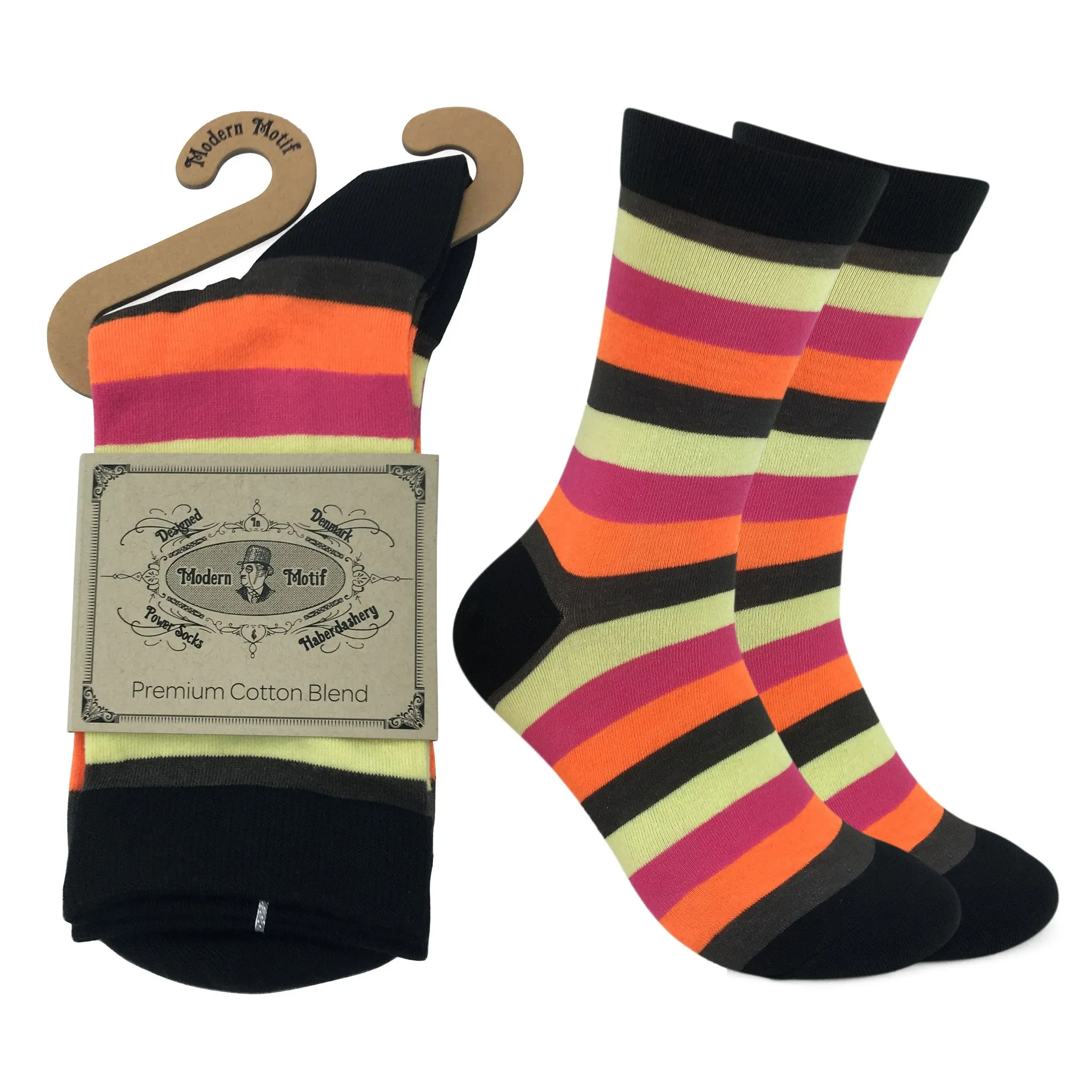 Mens Colorful Cotton Fun Casual Fashion Stripe Socks Collection-Single Pairs
