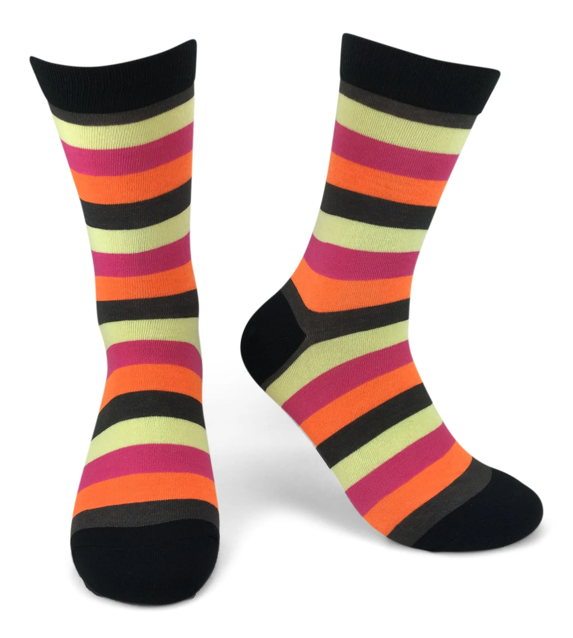 Mens Colorful Cotton Fun Casual Fashion Stripe Socks Collection-Single Pairs