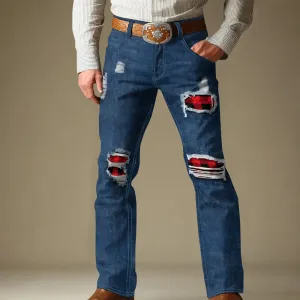 Men's Fashion Printed Long Imitation Jeans 2412009336