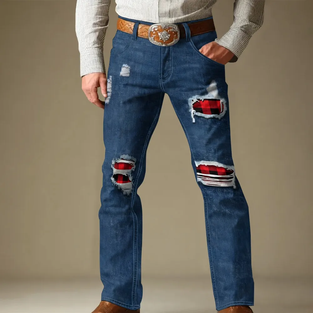 Men's Fashion Printed Long Imitation Jeans 2412009336