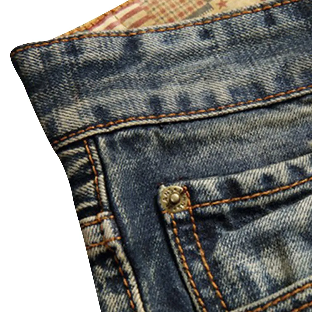 Men's Frayed Zipper Fly Five-pocket Straight Leg Ripped Jeans