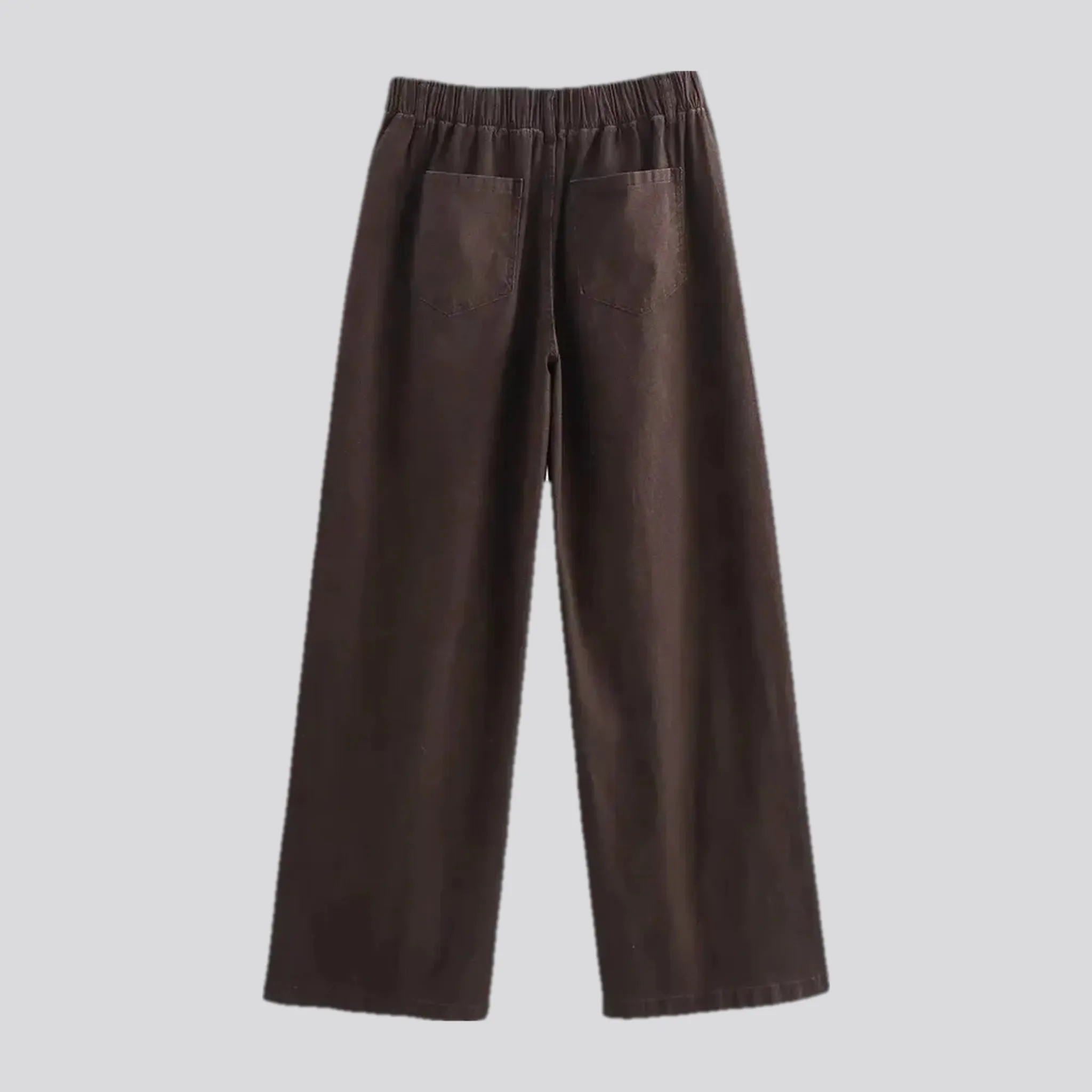 Mid rise stylish wide denim pants for ladies