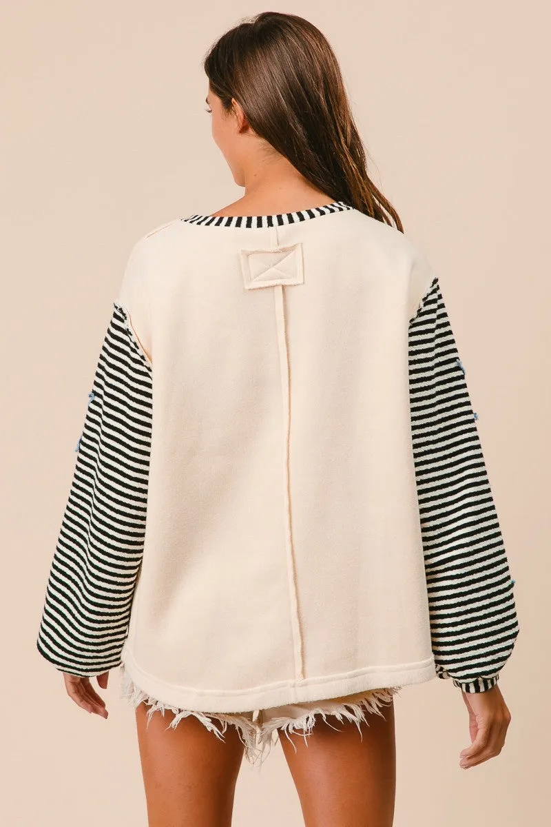 Moroney Knit and Stripe Mix Patched Top