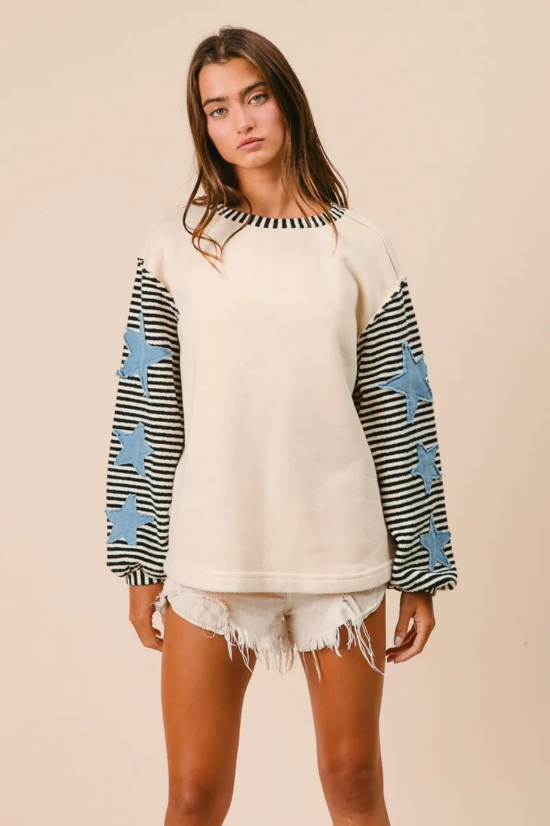 Moroney Knit and Stripe Mix Patched Top