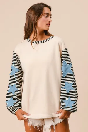 Moroney Knit and Stripe Mix Patched Top