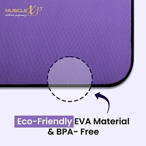 MuscleXP EVA Yoga Mat with Carrying Strap for Gym Workout and Yoga Exercise with 6mm Thickness, Anti-Slip Yoga Mat for Men & Women Fitness (Purple)