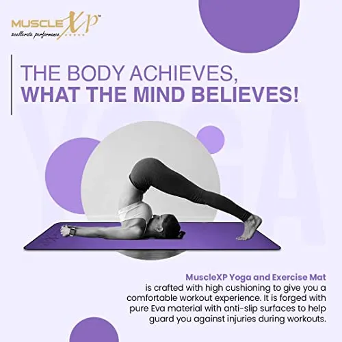 MuscleXP EVA Yoga Mat with Carrying Strap for Gym Workout and Yoga Exercise with 6mm Thickness, Anti-Slip Yoga Mat for Men & Women Fitness (Purple)