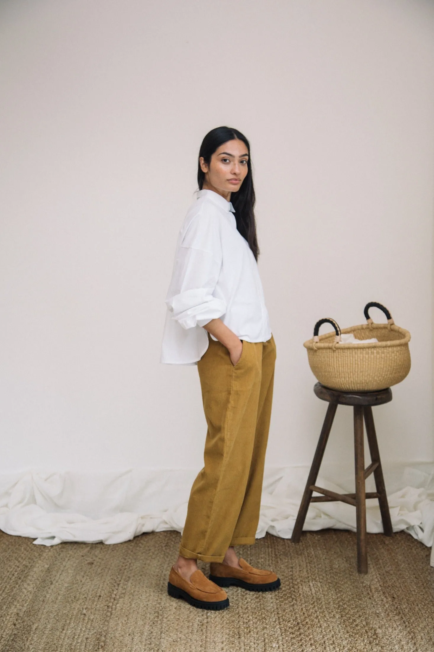 Myoga Organic Cotton Cord Trouser in Ochre