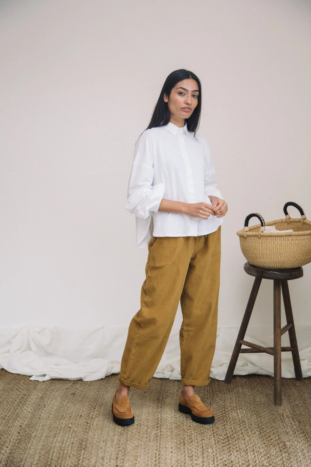 Myoga Organic Cotton Cord Trouser in Ochre