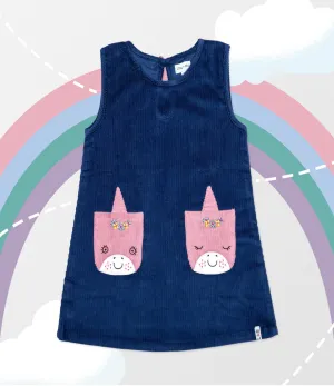 Navy Unicorn Applique Dress