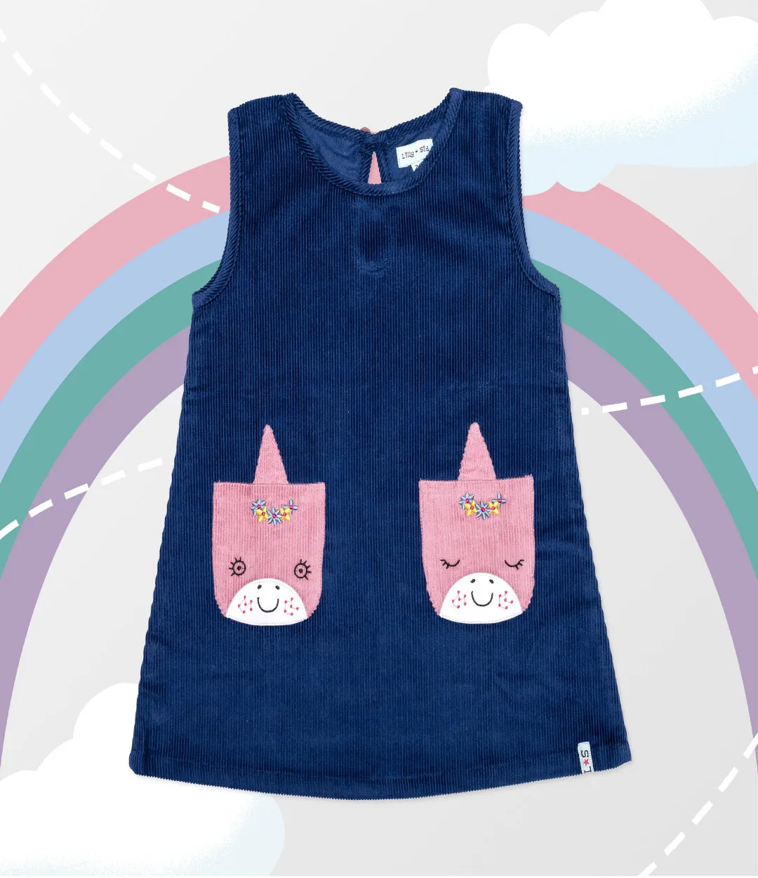 Navy Unicorn Applique Dress