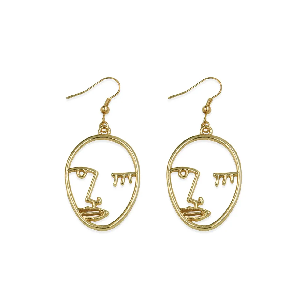 New Arrival Face Alloy Pentdant Earrings for Women Artsy Museum Artworks Organically Shaped Creative Drop Earrings E0181