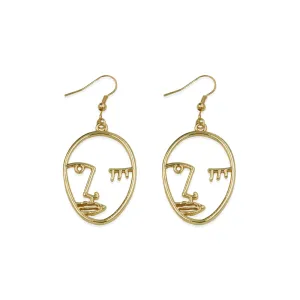 New Arrival Face Alloy Pentdant Earrings for Women Artsy Museum Artworks Organically Shaped Creative Drop Earrings E0181