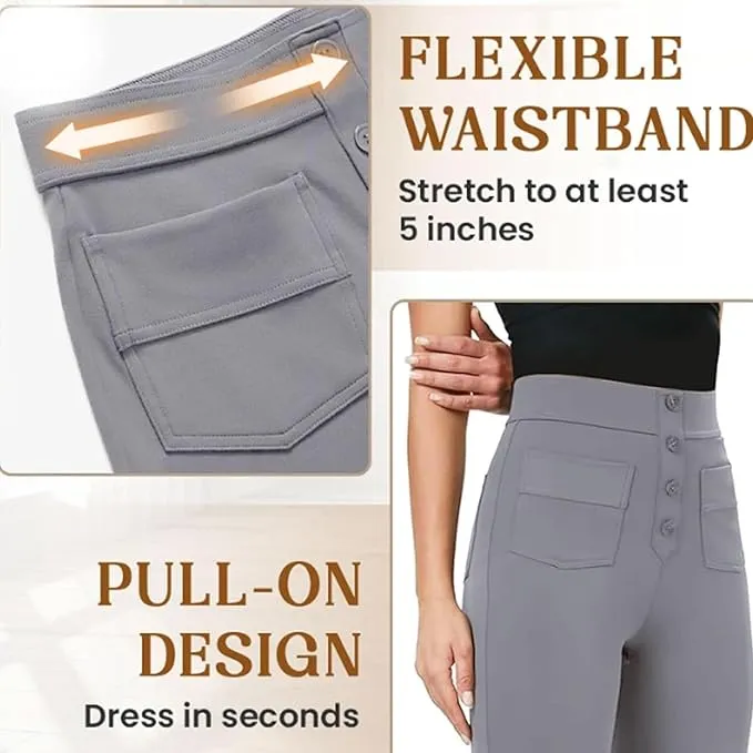 NEW Flexipants - Women's Casual High Waist Stretch Pants, Straight Leg Flexi Pants for Women Orange Sz XL