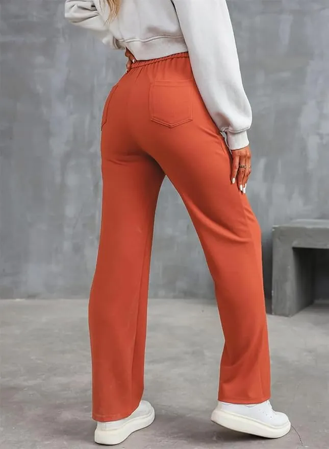 NEW Flexipants - Women's Casual High Waist Stretch Pants, Straight Leg Flexi Pants for Women Orange Sz XL