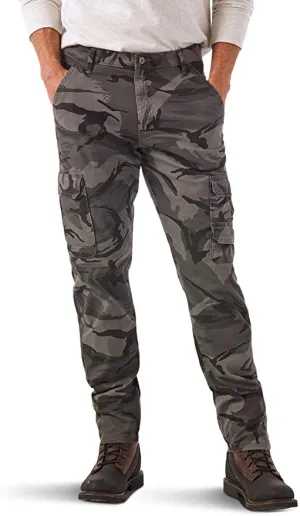 New Wrangler Mens Regular Tapered Cargo Pant in Grey Camo, Sz 32X32