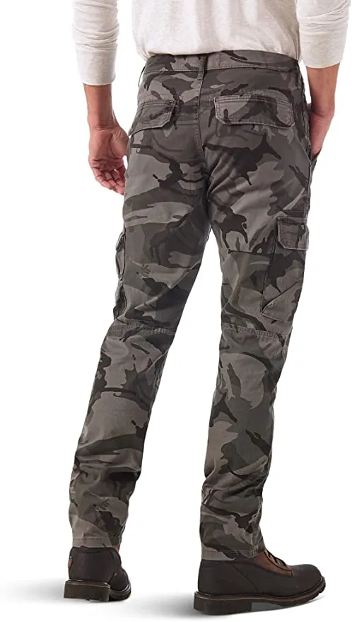 New Wrangler Mens Regular Tapered Cargo Pant in Grey Camo, Sz 32X32