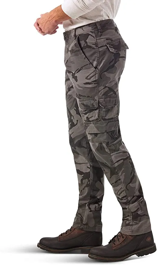 New Wrangler Mens Regular Tapered Cargo Pant in Grey Camo, Sz 32X32