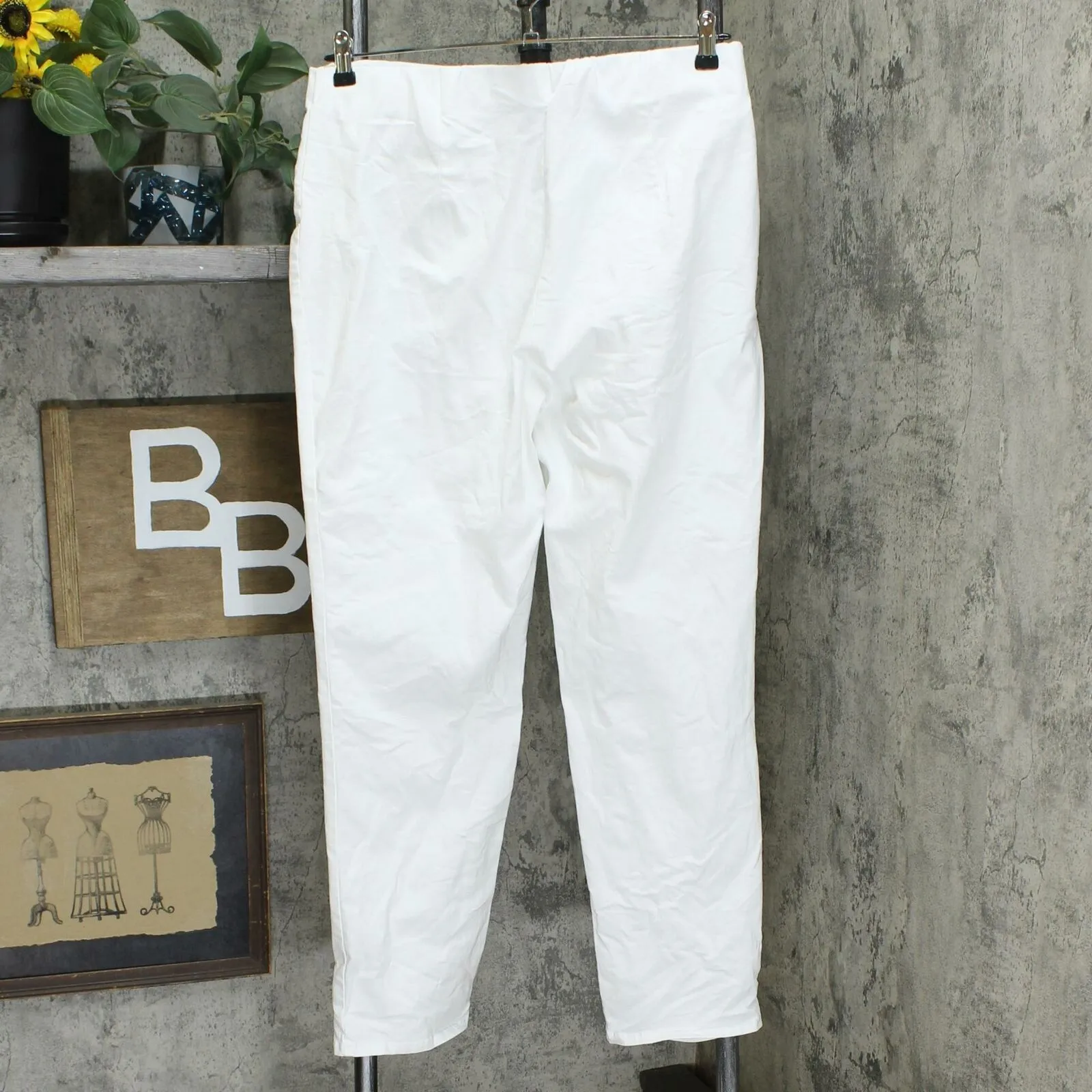 Nina Leonard Women's Stretch Denim Narrow Leg Pants Ivory XL