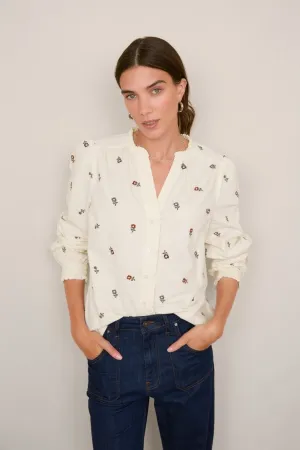 Noah Embroidered Cord Blouse - Ivory