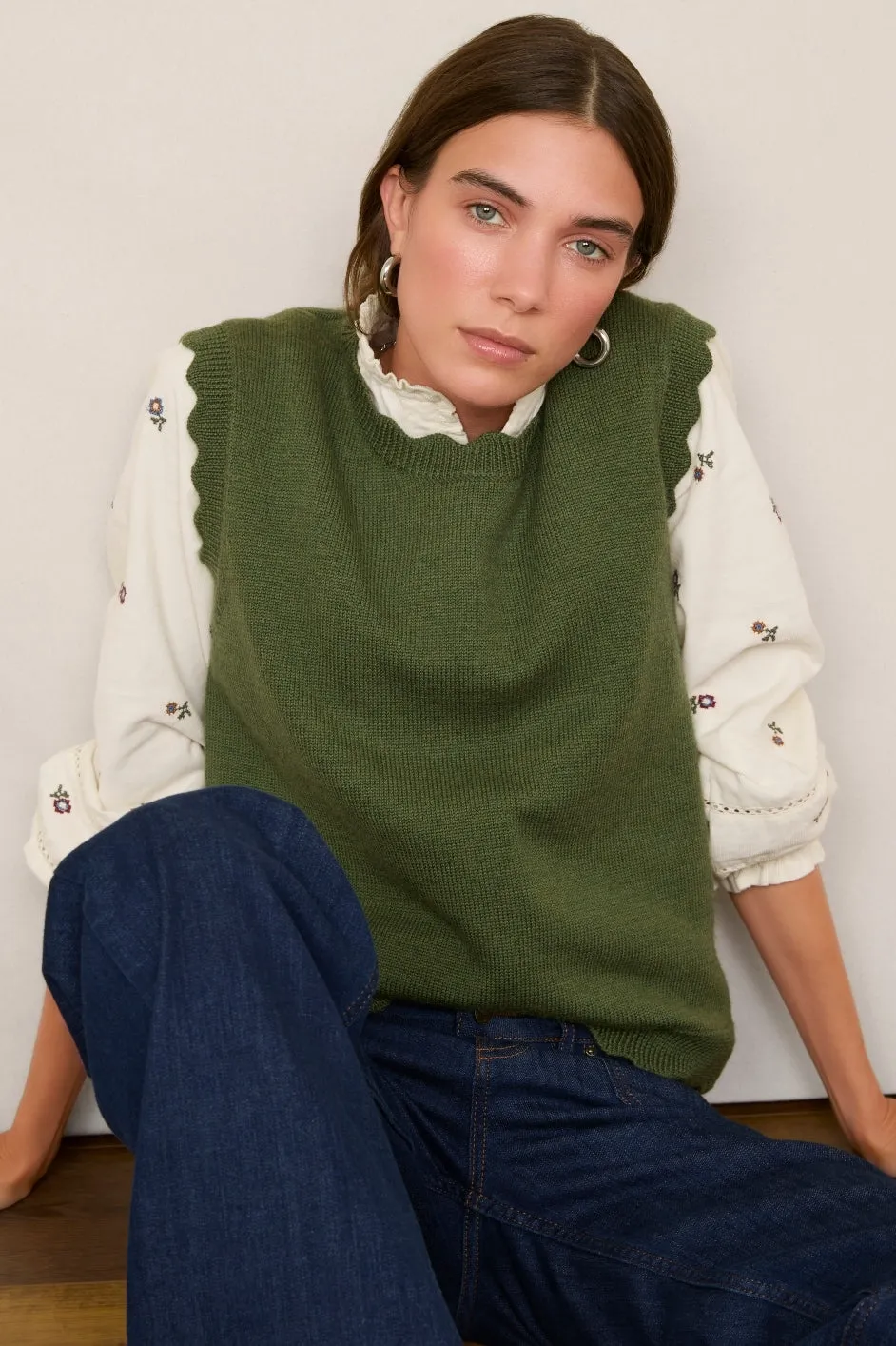 Noah Embroidered Cord Blouse - Ivory