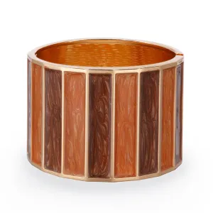 Orange Enamel & 18K Gold-Plated Stripped Bangle
