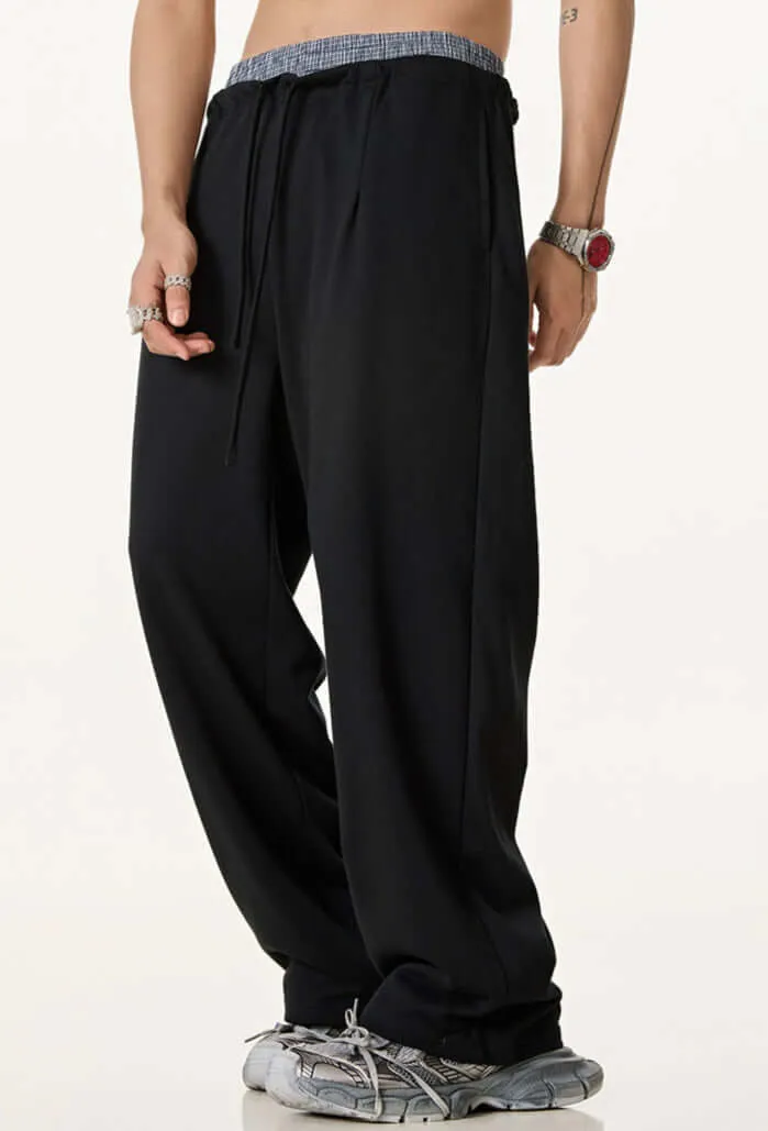 Oversized Double Waist Cotton Blend Pants | Comfort & Style