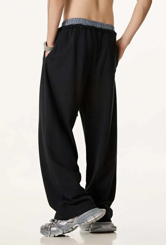 Oversized Double Waist Cotton Blend Pants | Comfort & Style