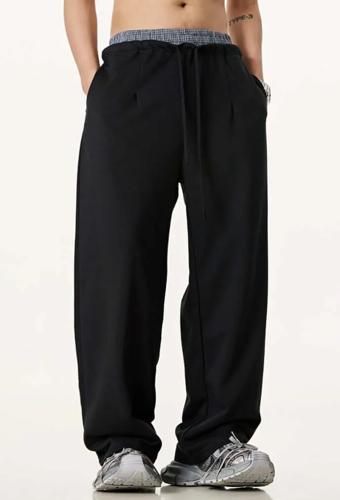 Oversized Double Waist Cotton Blend Pants | Comfort & Style