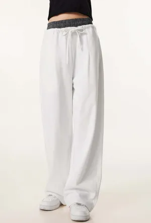 Oversized Double Waist Cotton Blend Pants | Comfort & Style