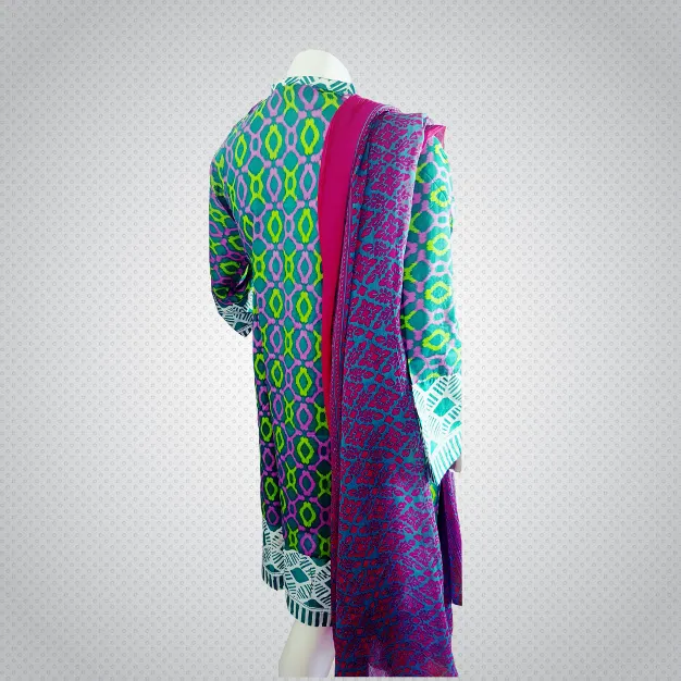 Pakistani Indian Women 3 Pieces Embroidered Cotton Lawn Dress