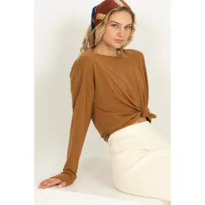 Pale Brown Crew Neck Long SLeeve HYFVE Tee