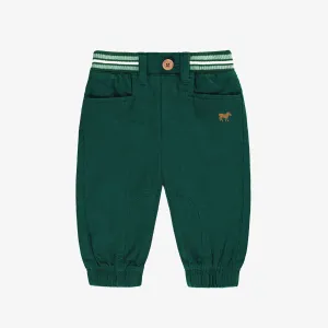 Pantalon vert en lin et coton avec découpes équestres, bébé || Green pants in linen and cotton with cut-outs, baby