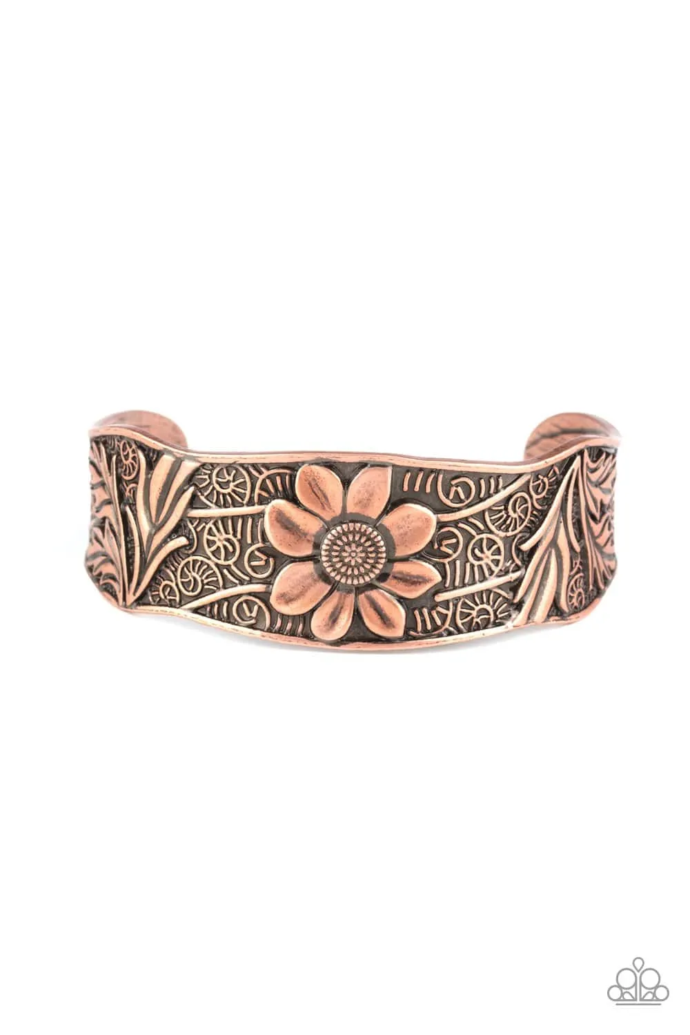 Paparazzi " Daisy Paradise " Copper Metal Flower Floral Daisy Cuff Bracelet