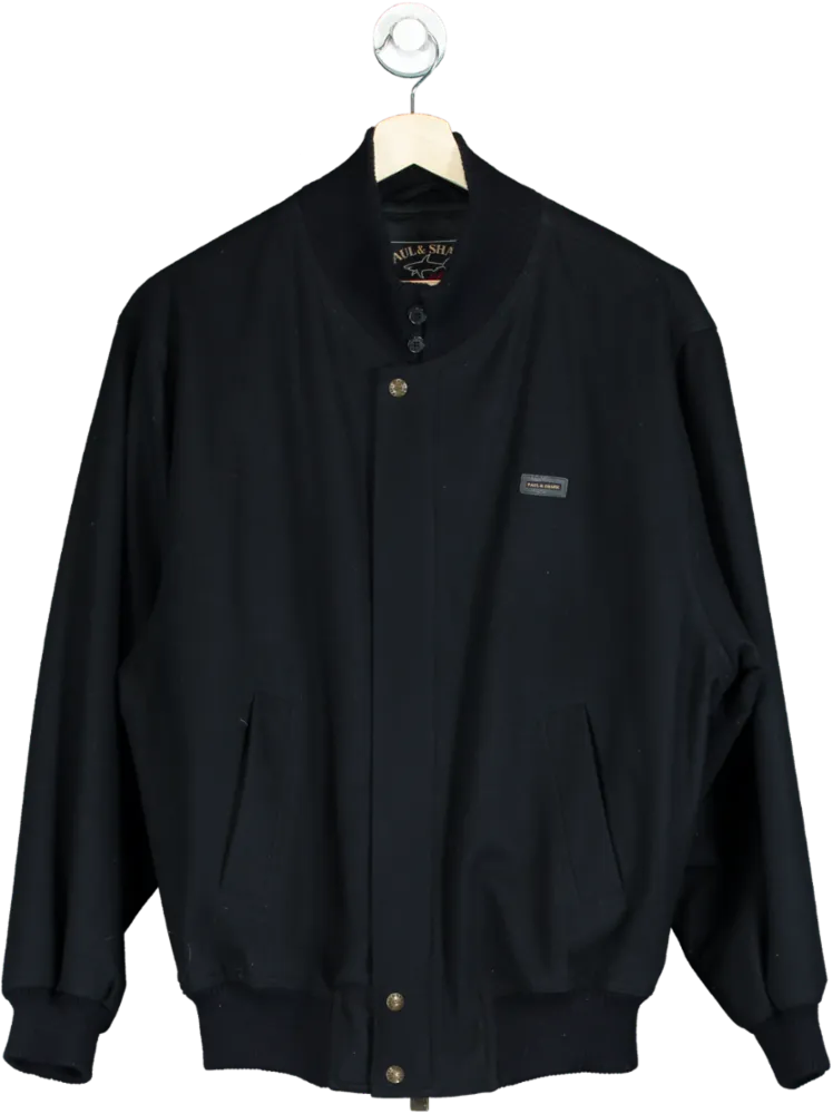 Paul & Shark Black Wool Blend Bomber Jacket UK XL